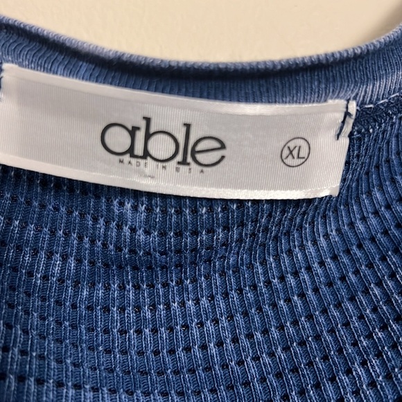 able the label Blue Waffle Knit Boho Faded T-Shirt Dress Size XL Embroidered - Picture 2 of 10